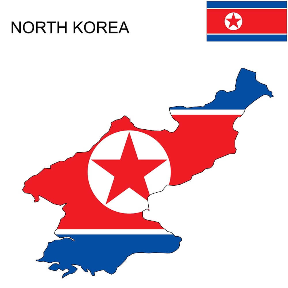 Flag and Map of North Korea